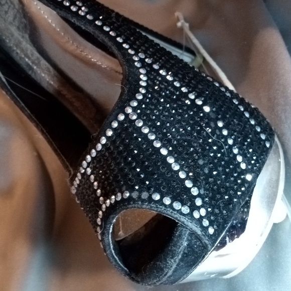 Size 8 Mascotte Chrome bottom black and silver sequin heels - Picture 5 of 7